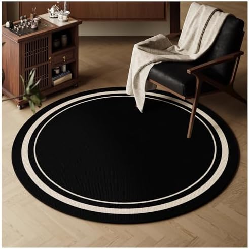 Beige Non-Slip Round Floor Mat 140cm for Office & Home, TPR Backing Chair Cushion Carpet, Ideal Thickness for Easy Chair Movement, Perfect for Living Room & Bedroom