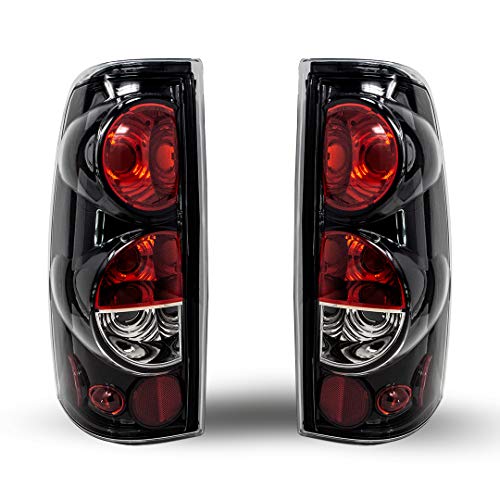 Winjet Tail Lights For Chevy Chevrolet Silverado 1999 2000 2001 2002 2003 2004 2005 2006 1500/2500/3500 Gmc Sierra 1999-2003 Taillights Assembly Pickup Brake Rear Lamps Glossy Black/Clear Lens #TOP6