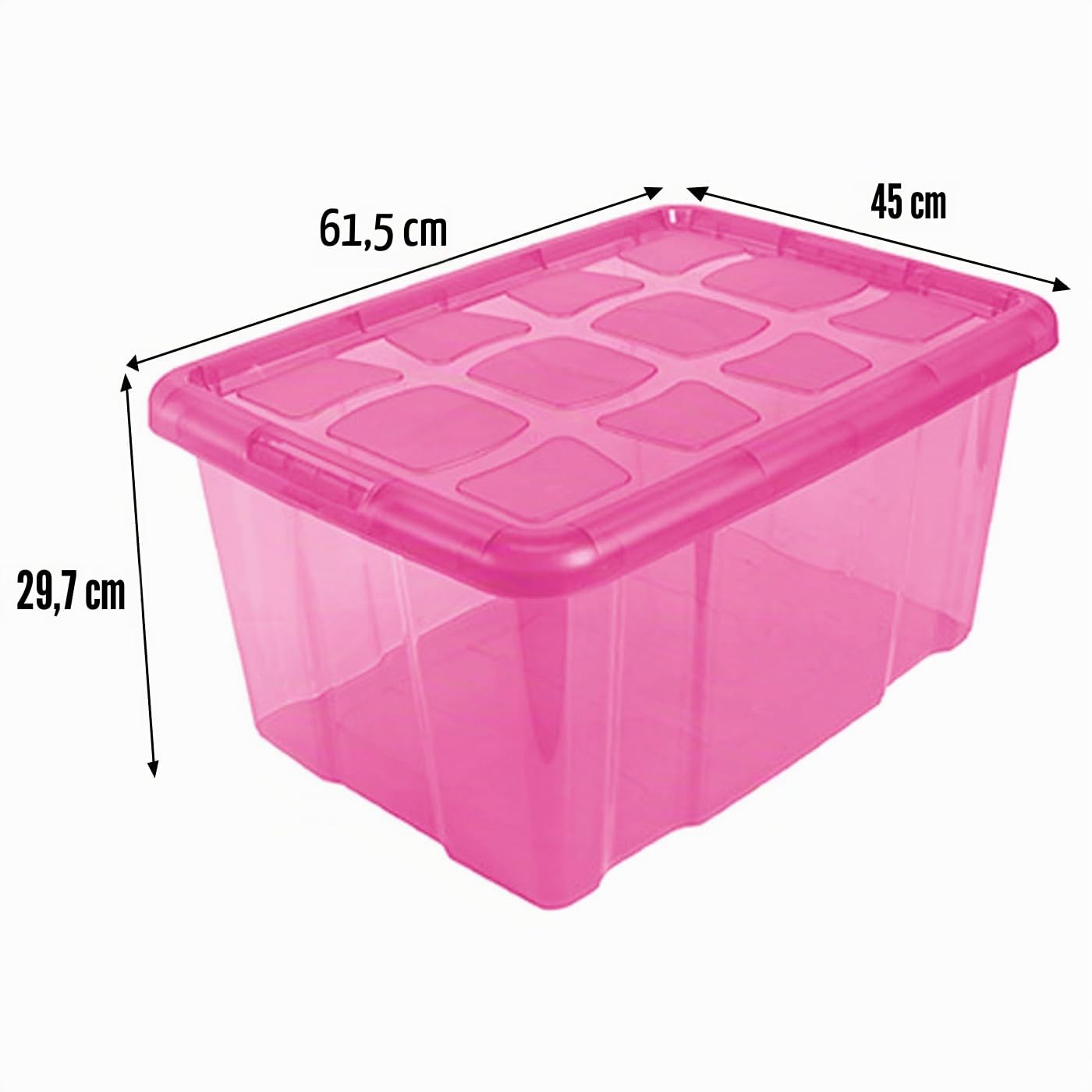 Acan Tradineur - Pack de 6 Cajas de Almacenamiento - Fabricado en plástico - Contenedor para almacenar libros, ropa, mantas - N.º 18 (Rosa) - 45 x 61,5 x 29,7 cm - 60 Litros