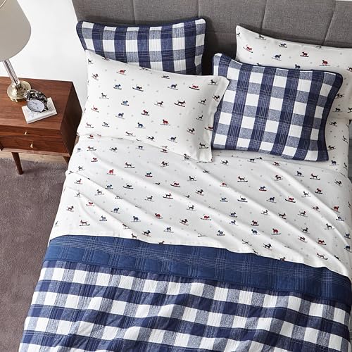 Image of Eddie Bauer - Flannel Sheets Queen Size, Anti-Pilling & Wrinkle Resistant Cotton, Touchably Soft for All-Season Comfort - Bed Sheets with Matching Pillowcases & Fitted Sheet (Ski Patrol White)