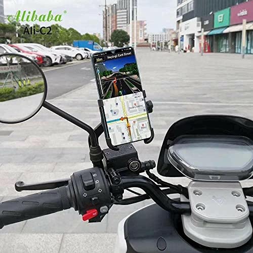 Image of DCZ Full Metal Body Bike & Scooty360 Degree Rotating Mobile Holder Stand for Bike, Scooty,Bicycle | Anti-Vibration /Shake Pads | Mobiles Size Upto 6.5 inch Inch - Random Colors (Anti Vibration)