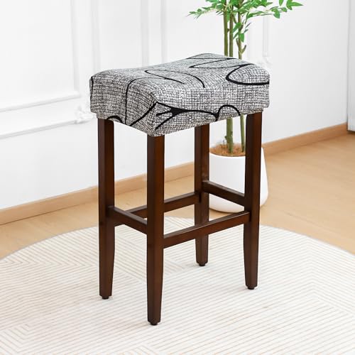 Image of Waterproof Bar Stool Covers Rectangle Set of 4 Stretchable Patterned Seat Covers for Backless Barstools Washable