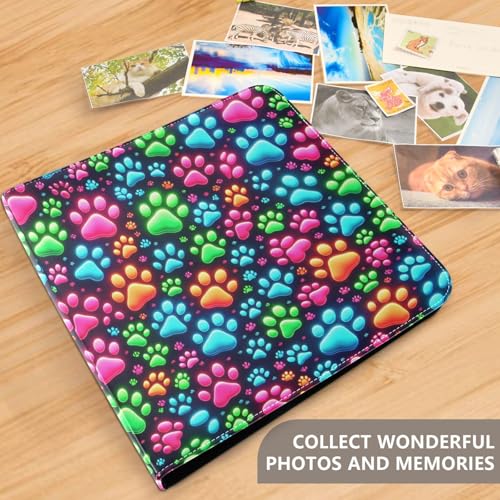 Álbum de fotos autoadhesivo DIY Scrapbook con huellas neon, álbum de 3 anillos, 40 páginas, 8x10 para recuerdos miniatura 5