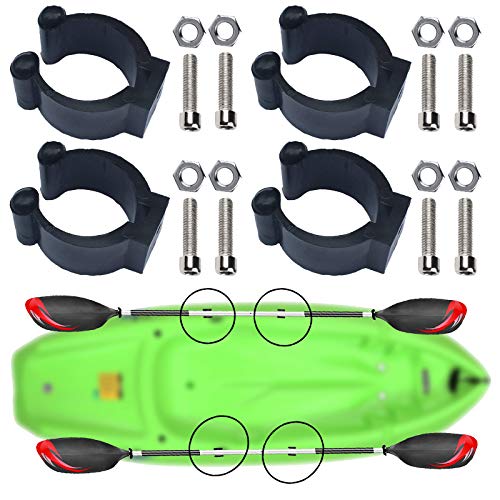 Universal Kayak Paddle Clip with Hardware - Deck Mounted / Track Mount Kayak Paddle Storage & Fishing Net Clip,Fishing Rod Organizer,paddle holder paddle keeper VERTICAL MOUNTED SIDE MOUNTED, 4 Pack