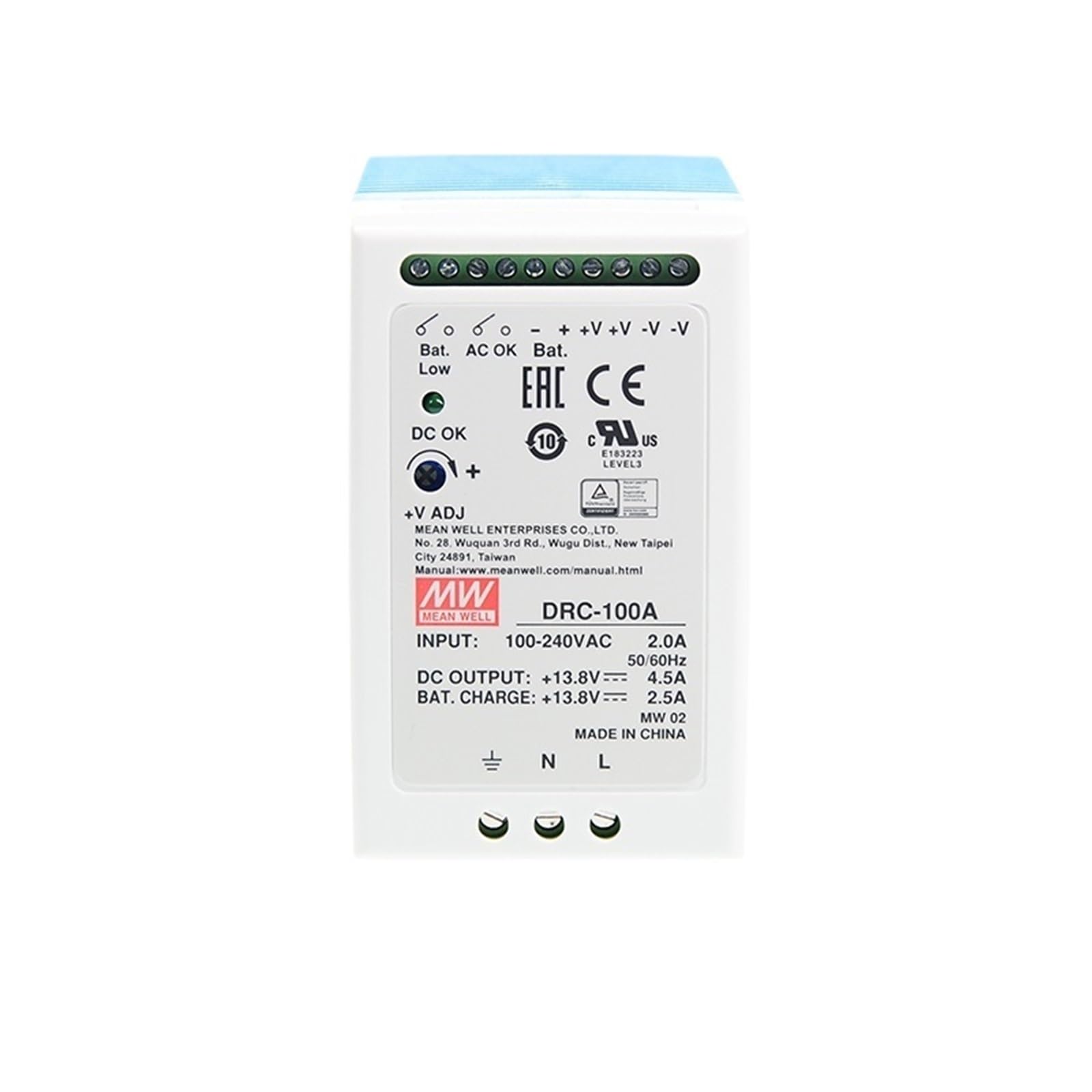 1 pièces DRC-100A DRC-100B 13.8V 27.6V 100W UPS DIN Rail Industrie de sécurité ou systèmes de Batterie Alimentation à découpage(DRC-100A)