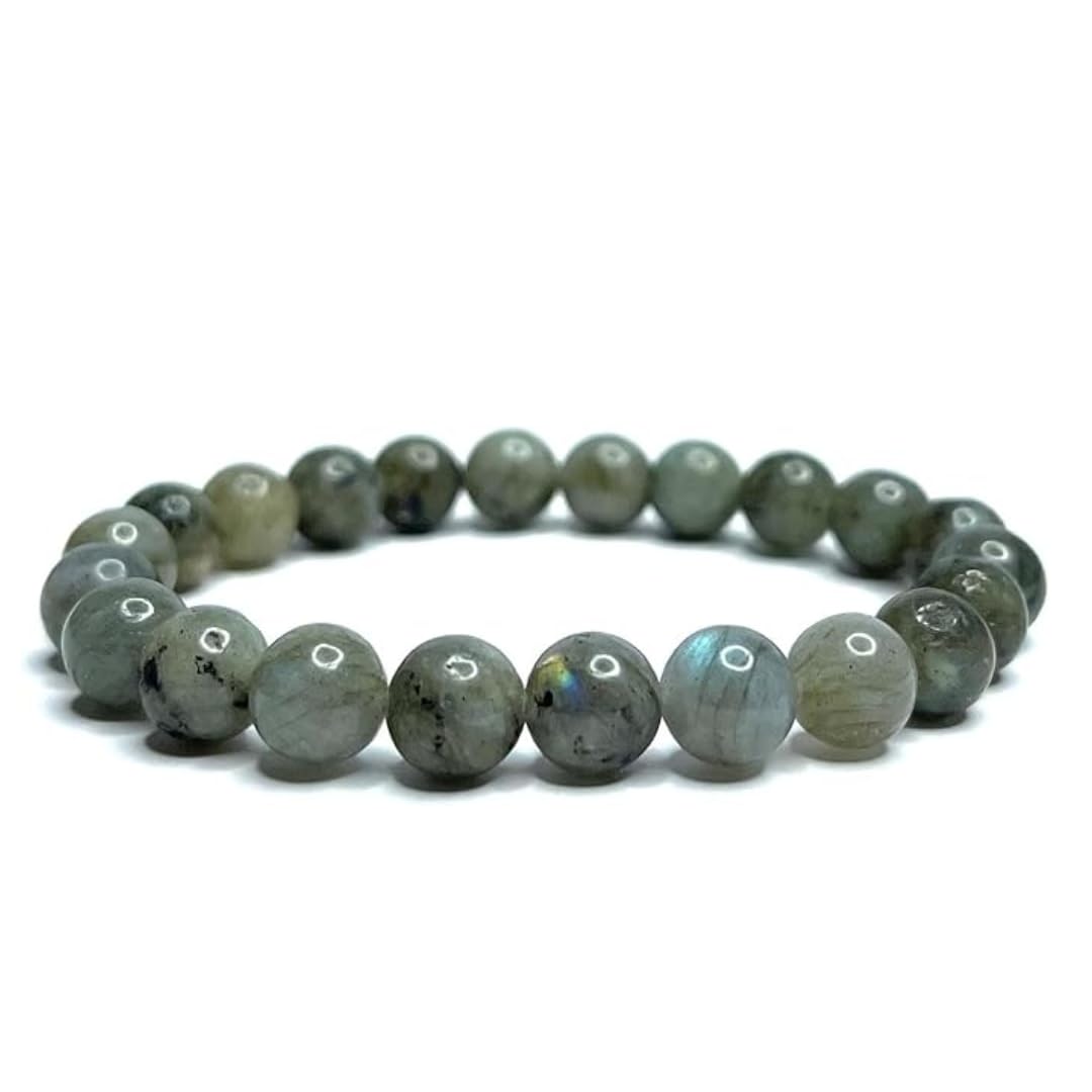 Felicidade Bracelet en Labradorite + Pochette Artisanale offerte – Pierre Naturelle 8MM – Protection & Bien-Être – Bijou Énergétique Unisexe en Lithothérapie pour Homme & Femme, Méditation & Cadeau