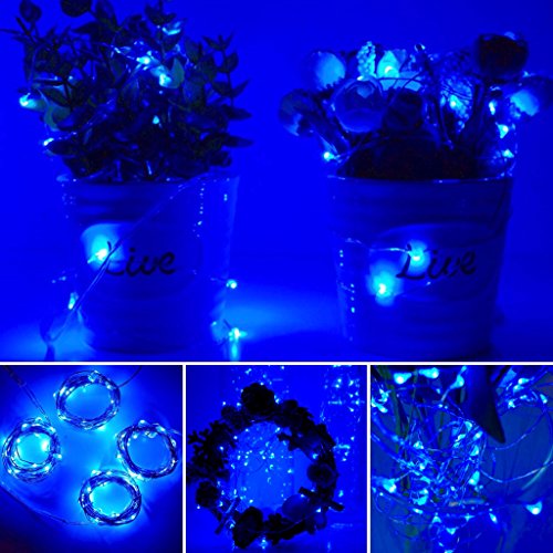 10 Pack Fairy Lights Battery Operated String Lights With 30 Micro Leds On 10Feet/3M Silver Copper Wire Starry String Light For Diy Party Christmas Costume Wedding Easter Table Decorations (Blue) #TOP1