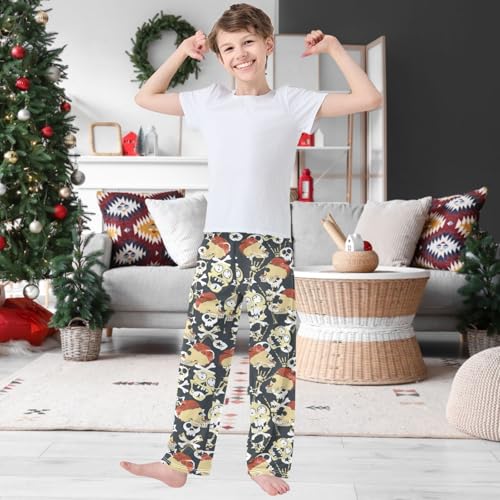 Boy's Pants Scary Monster Bone Skull Zombie Jogger Pants Elastic Long Bottoms Trousers with Pockets 6-14 Years2