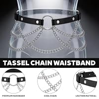 Ketten Gothic Leder Körperkette Silber Punk Leder Taillenkette (A) – Ansicht 4