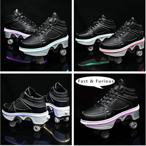 Image of 2 in 1 Invisible Deformation Roller Skates for Men, Women, and Kids - Classic Double-Row with 4 Shiny Wheels for Indoor and Outdoor Use