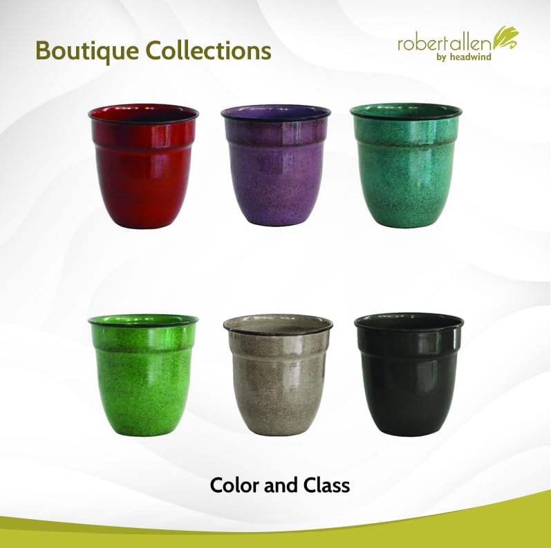 Miniatura 8 de Headwind Robert Allen Mini Venti-Plum de 5 pulgadas, maceta de metal duradera, tapón de drenaje incluido, acero reciclado, triple capa, ligera,