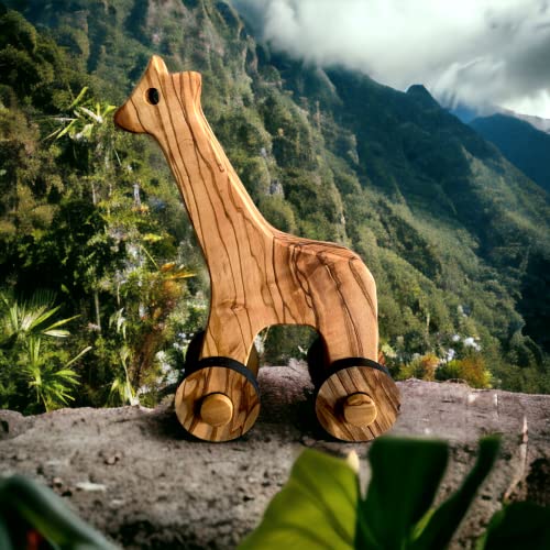 ege'deneve.com Olivenholz Spielzeug Giraffe, Holzspielzeug Giraffe, umweltfreundliches Spielzeug, handgefertigtes Holzspielzeug, Bio-Spielzeug, veganes Spielzeug