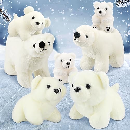 Decoración Exterior, Toy Funtery - Juego de 7 piezas grandes de animales árticos de peluche lindo animal del océano que incluye sello de oso polar, pingüino, juguete de peluche de...