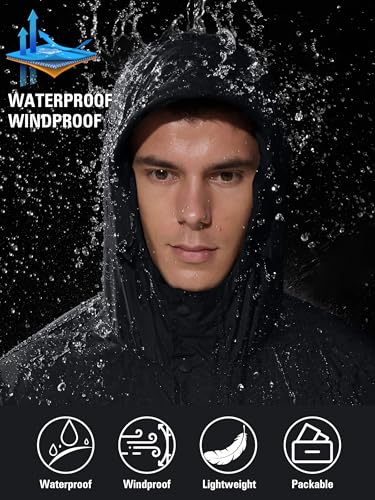Mens Lightweight Rain Jacket Waterproof Windbreaker Packable Rain Coat with Hood for Golf Running Hiking Travel2