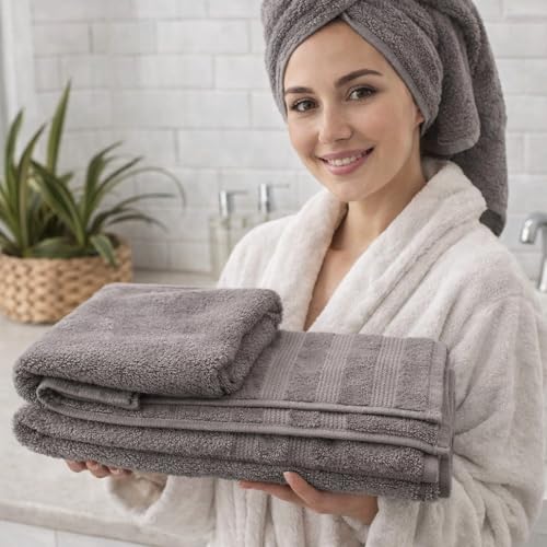 Image of Towels for Bath | Towels for Bath Large Size Bath Towel - Soft & Absorbent | 600 GSM | 1 Piece Bath Towel for Men /Women | 70 cms x 140 cms - Slate Grey
