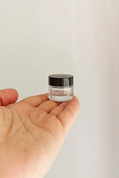 Afracam 10 ml Cam Kavanoz Şeffaf 10 cc Mini Krem Kavanozu Siyah Kapaklı Lip Balm 6 Adet