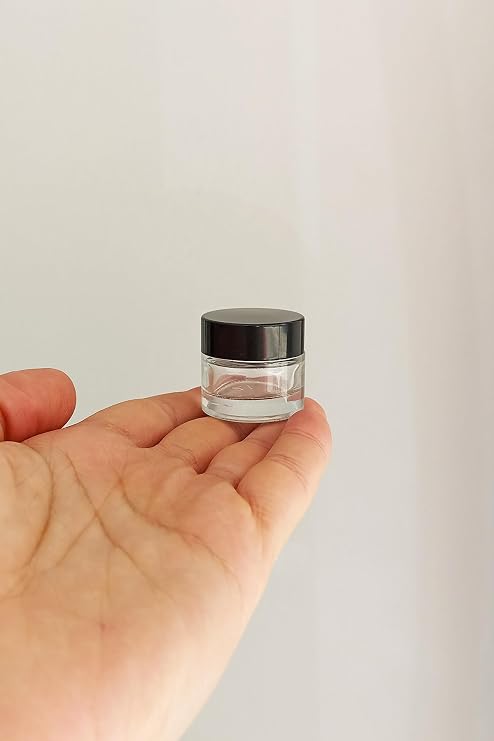 Afracam 10 ml Cam Kavanoz Şeffaf 10 cc Mini Krem Kavanozu Siyah Kapaklı Lip Balm 6 Adet
