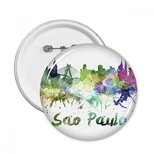 Badge rond Sao Paulo Brésil illustration aquarelle pour vêtements lot de 5 pièces XL