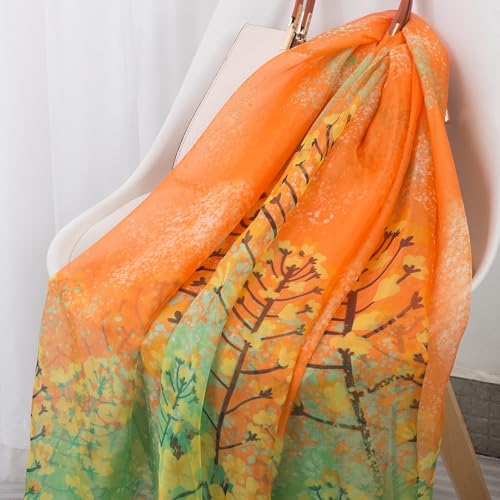 Lightweight Scarves for Women Sheer Scarf Print Floral Pattern Scarf Shawls Fashion Sunscreen Head Shawls4