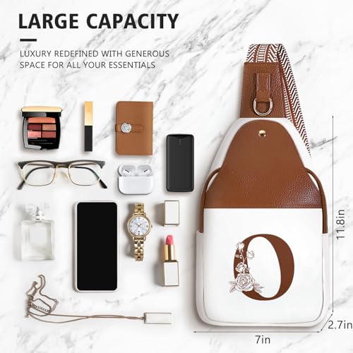 Image of Lizznoe Personalized Crossbody Bag for Women Leather Sling Bags with Initial Letter Chest Bag for Travel, Gift for Mom Wife