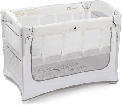 ARMS REACH Ideal Ezee 3 in 1 Co-Sleeper Bassinet - Breathable Mesh Sides, Compact Design, Storage Pockets, Portable Fold & Expert-Endorsed - White
