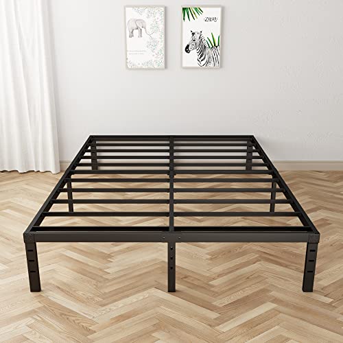 Lobeedd 18 Inch Full Size Bed Frame Tall Heavy Duty Metal Platform Bed Frames With 3500 Lbs Steel Slat Support/ No Box Spring Needed/ Easy Assembly/ Noise Free (Black) #TOP6
