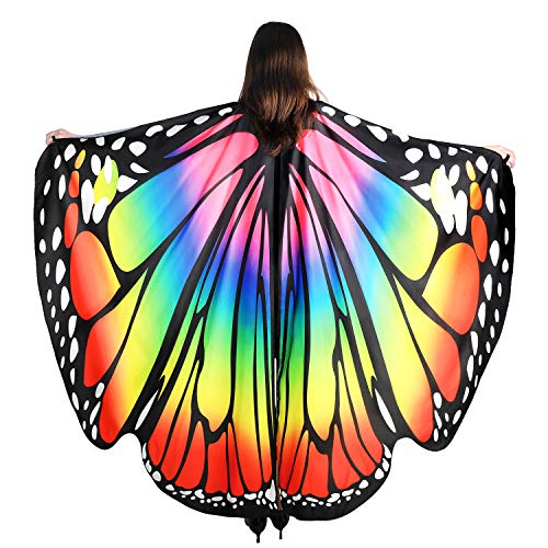 YXwin Adult Halloween Costumes for Women Butterfly Wings Girl Rainbow Butterfly