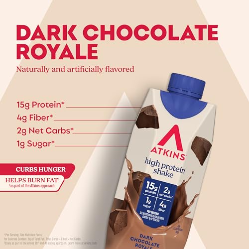 Image of Atkins Dark Chocolate Royale Protein Shake,High Protein Shakes,Low Glycemic,Low Carb and-Low Sugar Chocolate Flavored-Protein Shakes,Keto Friendly,(Pack of 24)