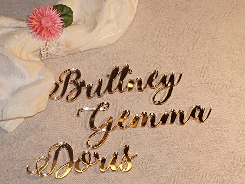 Set of 1, GOLD MIRROR names Wedding Place Cards