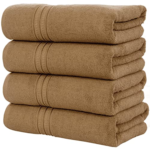 Dsard Bathroom Towels Set Of 4,100% Pure Cotton Towels For Bathroom, 600 Gsm Towels Set, 27X54 Soft & Absorbent, Premium Luxurious Bath Towels Brown Gold #TOP24