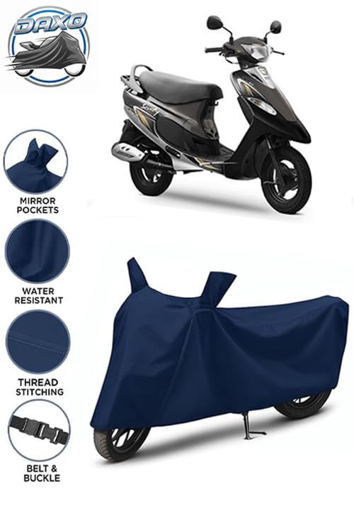 Image of Waterproof Scooty Cover for TVS Pep Plus | All Weather Protection from Rain, Dust, UV Rays & Scratches with Mirror Pockets & Buckle Belt | Pep Plus Scooty Cover
