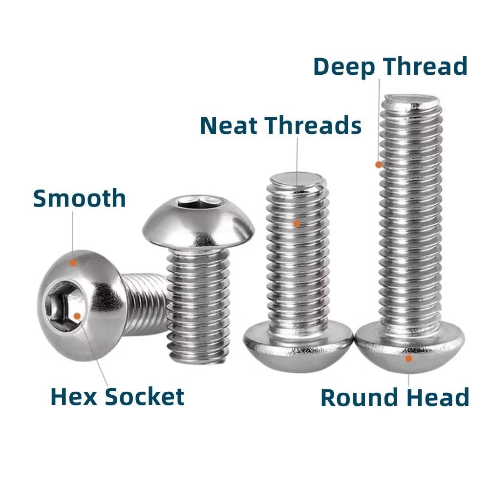 SYDARSYN Hex Socket Button Machine Screw (Bolt) Stainless Steel (A2) Round Head Allen Screws M5x25mm (30 pcs) - Image 2