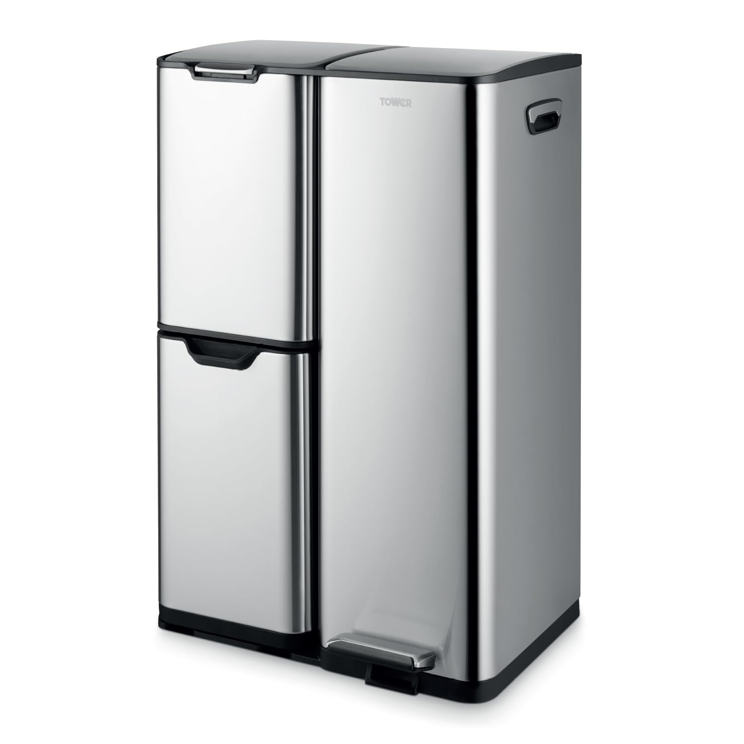 Tower 60L Recycling Pedal Bin Silver Medium