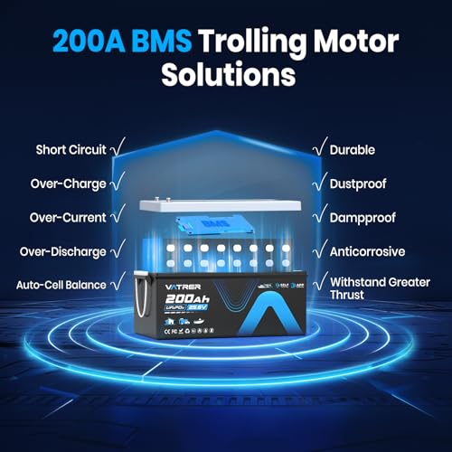 Image of 24V 200AH Low /High Temp Cutoff LiFePO4 Lithium Battery with Self-Heating & APP Monitoring, Built-in 200A BMS, Rechargeable Battery with 5.12kW for Trolling Motor, RV /Camper, Solar,Home,Off-Grid,Backup