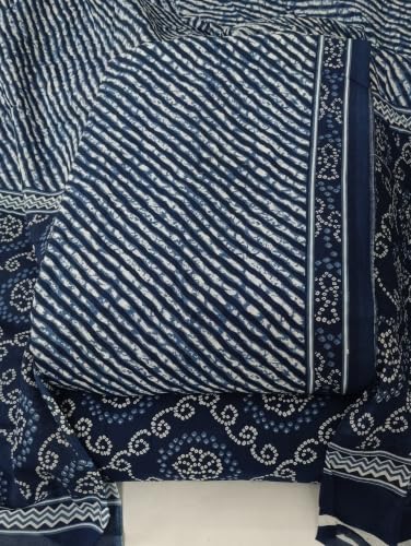 Image of DRAVINAM Trends Women's Premium Cambric Cotton Jaipuri Printed Unstitched Salwar Suit Dress Material with Mulmul Cotton Dupatta