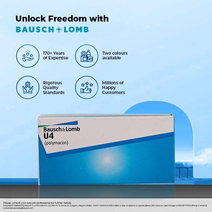 Image of Bausch & Lomb U4 Contact Lens - Spherical | Yearly Disposable | Hydrogel Material | (-3.75, Pack of 1)