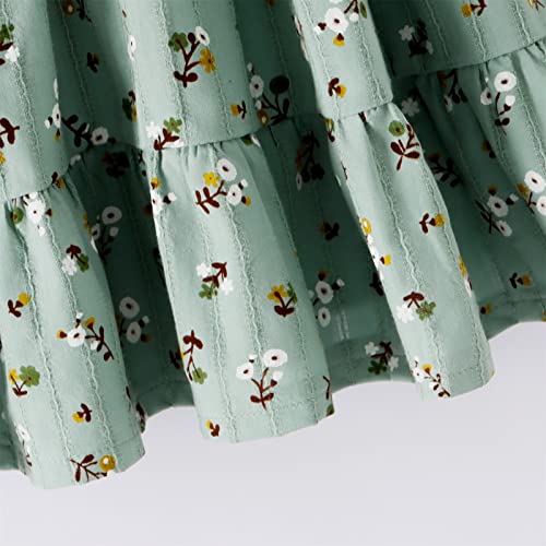 Toddler Baby Girl Floral Casual Dress Flutter Sleeve Princess Dress Flower Print Sundress Kids Summer Outfit Clothes (Green-A, 2-3T) #TOP5