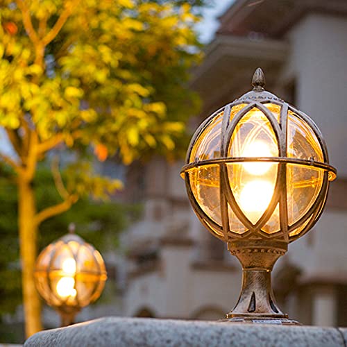 WEYCNCRIUF Postes de luz para ambientes externos, lanterna exterior de bronze vintage com base de mo
