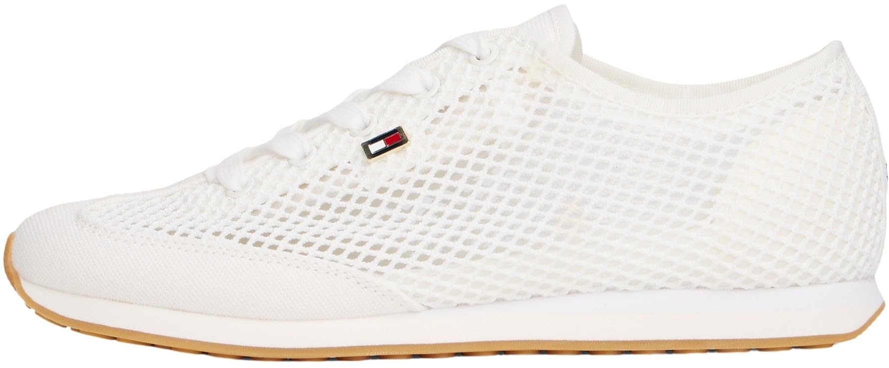 Tommy Hilfiger Women’s Mesh Low Profile Runner Trainers, White (Ecru), 6.5