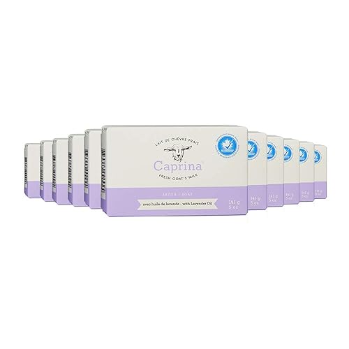 Miniatura 1 de Caprina - Jabón en barra de leche de cabra fresca, aceite de lavanda, barras de jabón de manos y cuerpo de leche de cabra orgánica, hidratante,