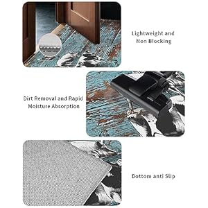 Front door mat farmhouse cow pig chicken on rustic shabby wooden grain indoor outdoor entrance doormat washable floor mats for front door bathroom kitchen runner rugs 24×71 inch  urban country home decor