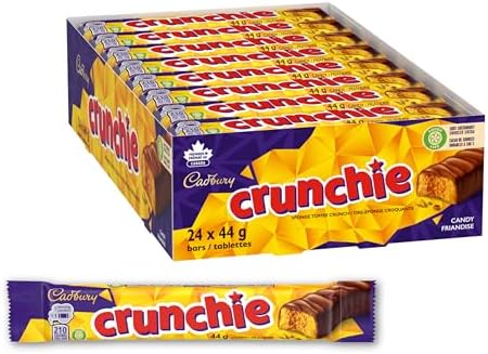 Cadbury Crunchie Full Size Chocolatey Candy Bars, Individually Wrapped, 44g (Pack of 24 Candy Chocolate Bars)