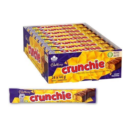 Cadbury Crunchie Full Size Chocolatey Candy Bars, Individually Wrapped, 44g (Pack of 24 Candy Chocolate Bars)