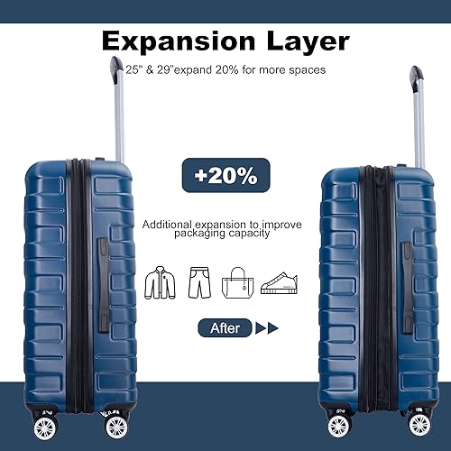 Luggage Sets 3 Piece with Double Spinner Wheels,PC Hardside Suitcase Sets with Expandable, Carry On Luggage Set with Travel Duffle Bag for Women and Men3