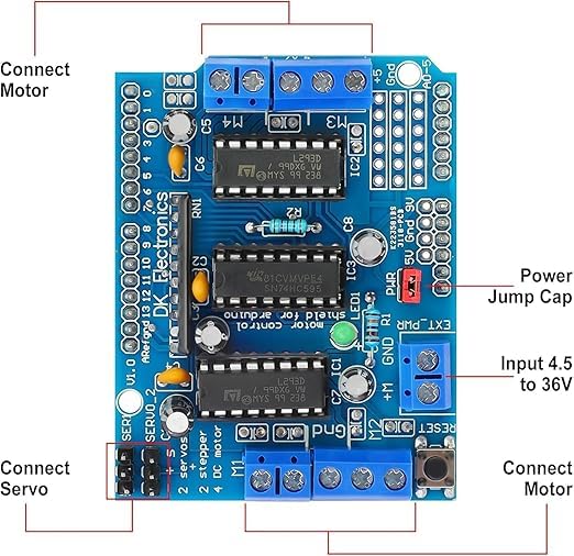 Bihariji Electronics L293D DC Motor Driver Shield Stepper Motor Driver Shield Expansion Board for Arduino Raspberry Pi 2