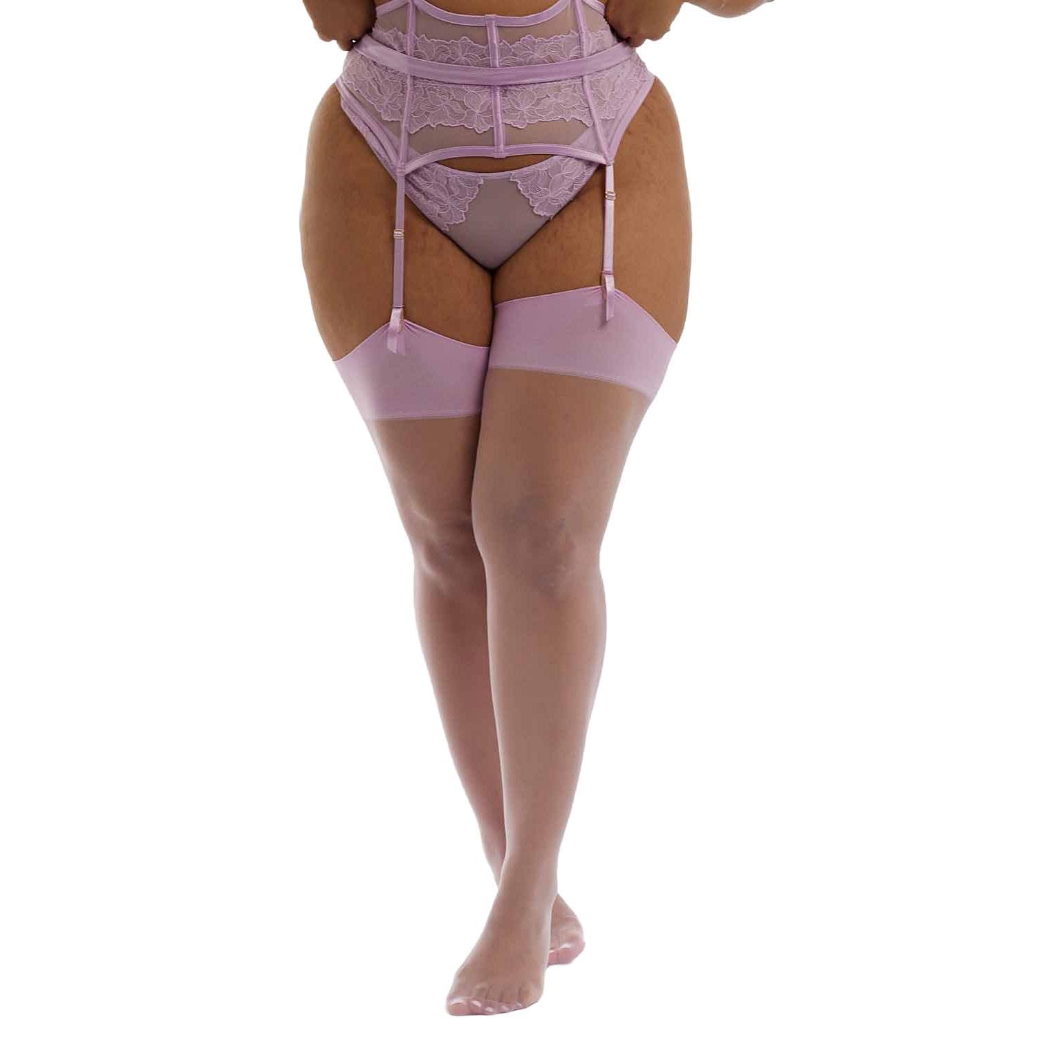 Playful Promises Women's Lilac Seamed Stockings - Sheer 15 Denier Hosiery With Dark Back Seam, Reinforced Heel And Toe - Elegant Retro Inspired Stockings For In Soft Pastel