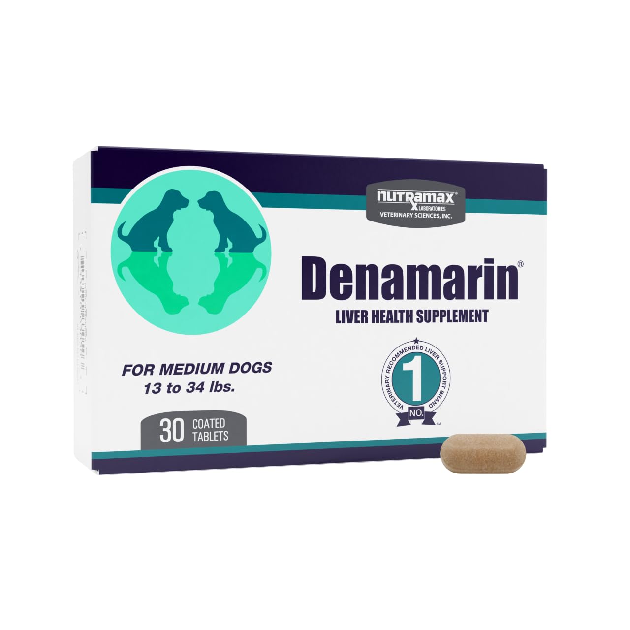 Nutramax Laboratories Denamarin Liver Health Supplement for Medium Dogs - With S-Adenosylmethionine (SAMe) and Silybin, 30 Tablets