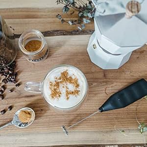 GROSCHE Milano Stove top espresso maker 3 espresso cup size 5 oz White and battery operated milk frother bundle for lattes