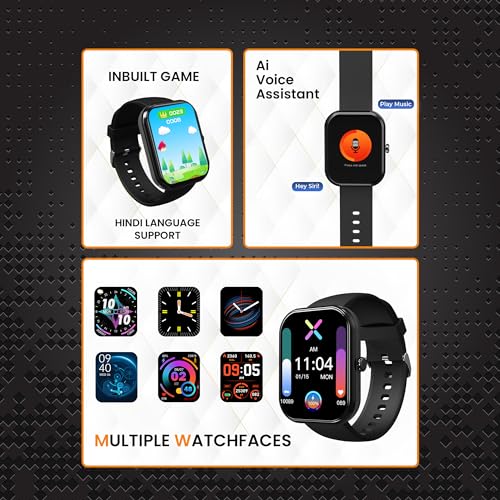 Image of GIZMORE Ultra Max 2.01 Inch Always-On-Big Display | 600 NITS Brightness & Split Screen | Rotating Crown| AI Voice Assistance | Health Suite | Bluetooth Calling Smart Watch for Men and Women (Black)