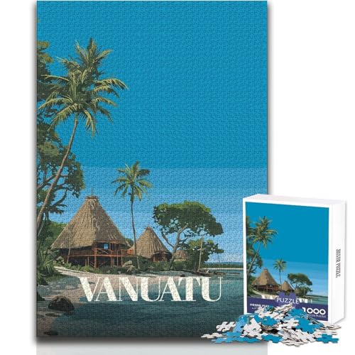 Puzzle de 1000 pièces pour Adultes - Affiche de Voyage du Vanuatu - Jeu éducatif et Artistique - Améliore la mémoire - Cadeau - Dimensions:38x26cm
